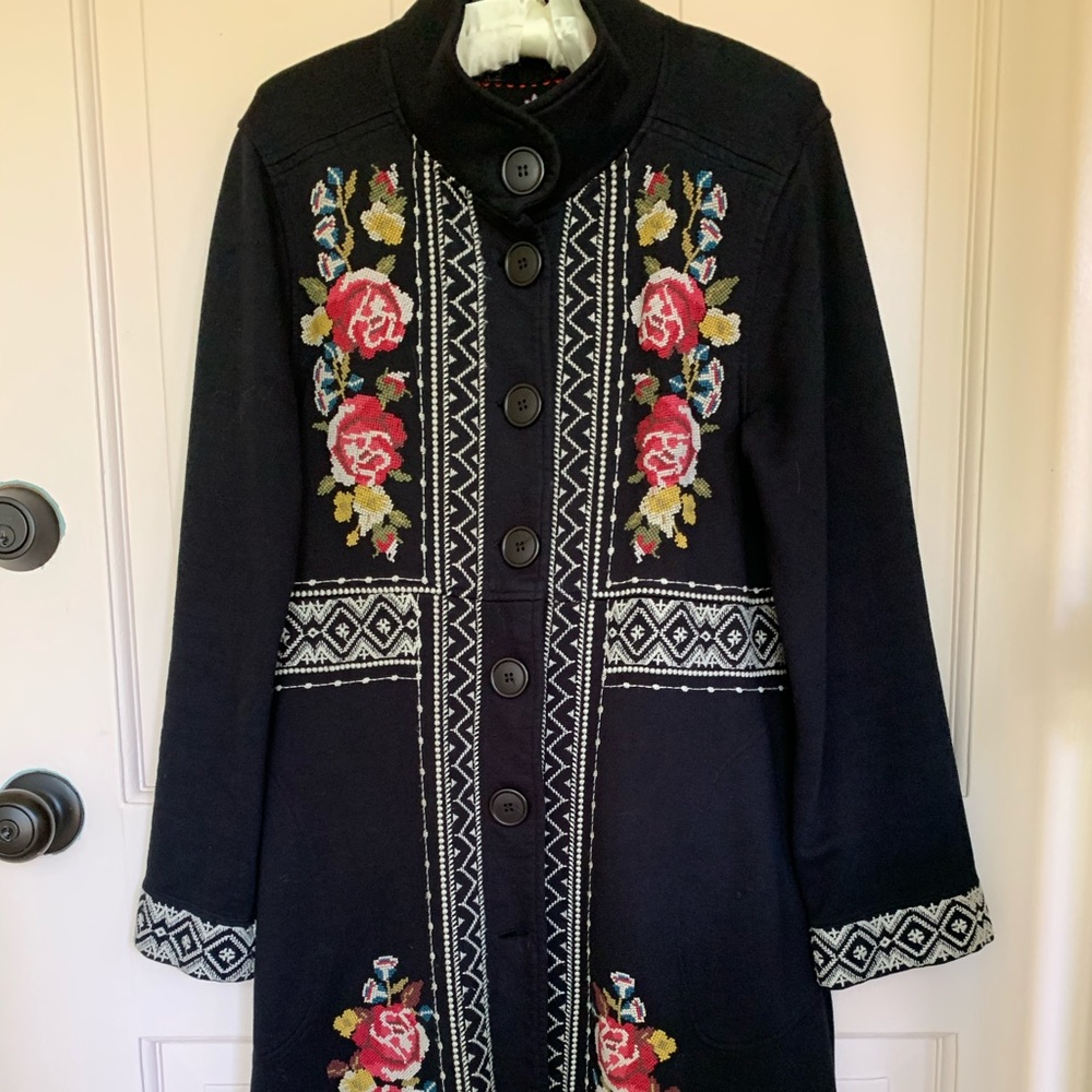 Johnny Was Military Coat Medium